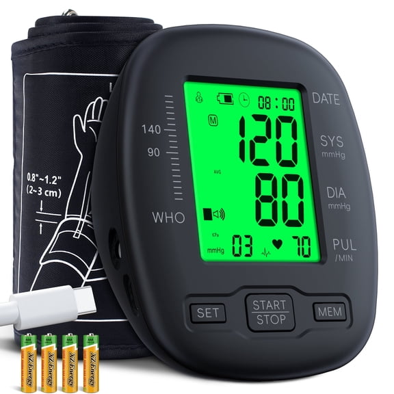 Ziqing Upper Arm Blood Pressure Monitor, Backlit Display, Voice Broadcast, Accurate & Easy-to-Use, Fits Adults & Kids