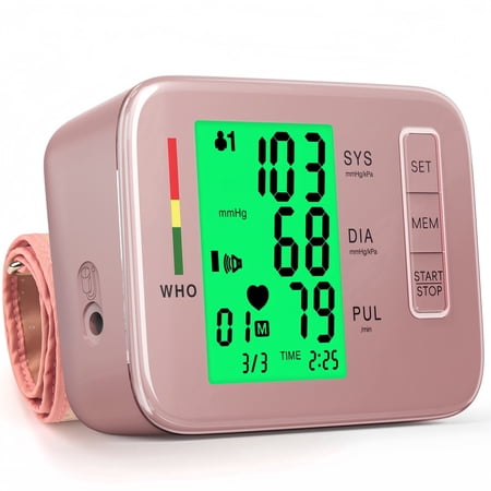 Automatic Blood Pressure Monitor for Home Use, Upper Arm BP Machine with One-Touch Operation & Large Cuff (8.7-16.5 Inches), 2 Users, Memory Storage, Pink