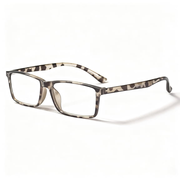 Unisex Rectangular Reading Glasses +2.00, Tortoiseshell Frame with Spring Hinges, Stylish Comfortable Daily Eyewear