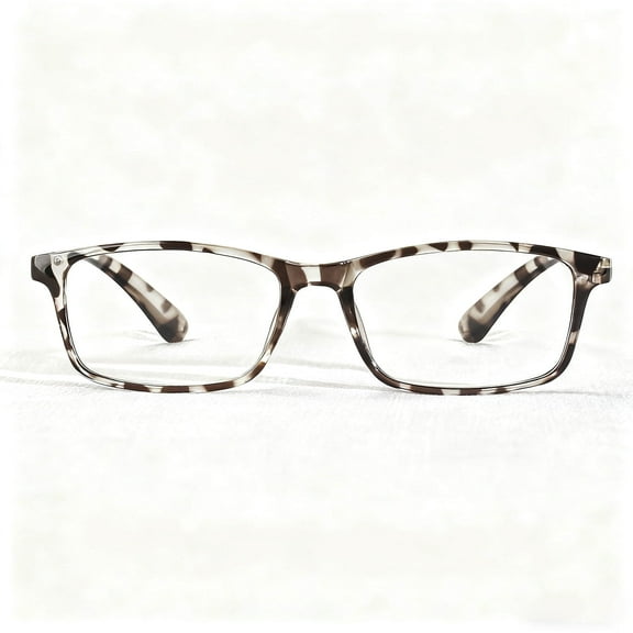 Rectangular Reading Glasses +2.00 - Tortoiseshell Frame with Spring Hinges, Fashionable & Comfortable for Daily Wear