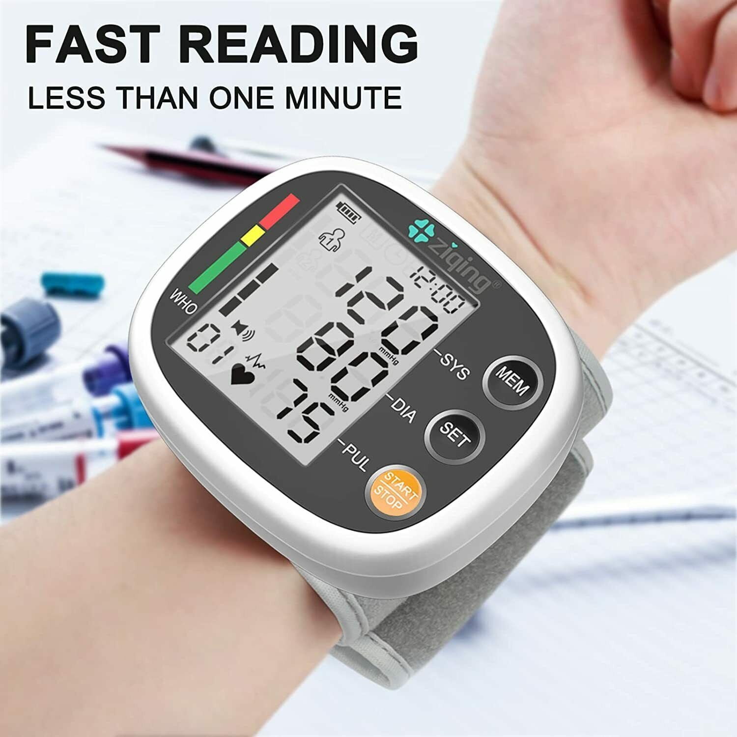 Ziqing Wrist Automatic Blood Pressure Monitor Machine Heart Rate