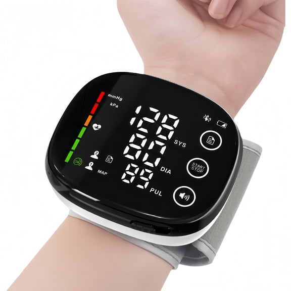 Ziqing Wrist Blood Pressure Monitor for Home Use, Large Easy-Read Backlit Display, Rechargeable, Adjustable Cuff, Dual User Memory