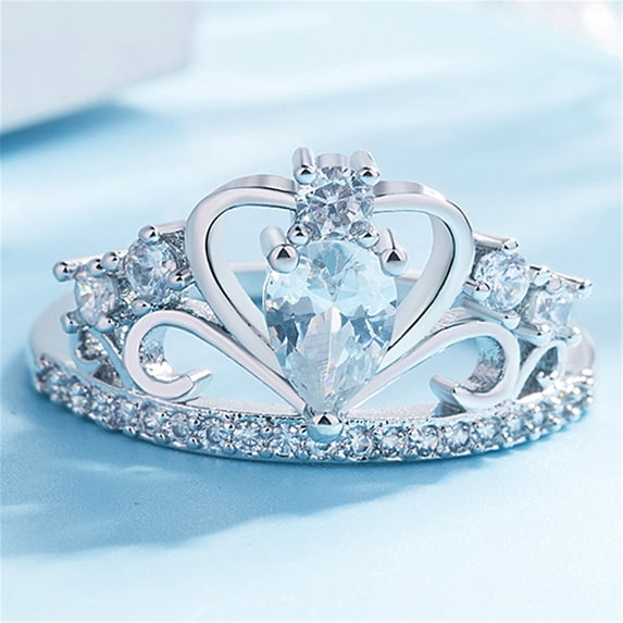 Zircon And Diamond Rose Gold Ring For Women Crown Setting Elegant Jewelry Timeless Sparkle For Everyday Ladies