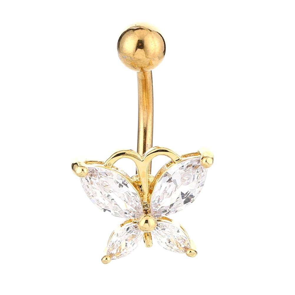 Zircon Belly Button Nail Copper Navel Pendants Belly Navel Rings Body