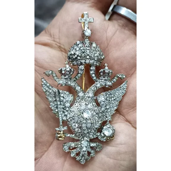 Ankita Gemstones Zircon Bridal Brooch, 925 Sterling Silver