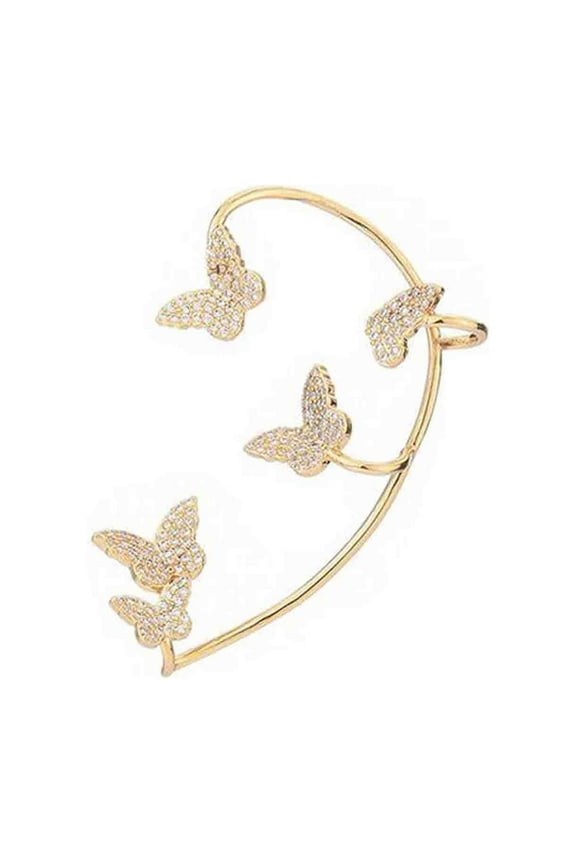 Zircon Butterfly Ear Cuff Earrings for Women No Piercing Butterfly Ear Clip Wrap Around Fake Earrings Ear Wrap Crawler Rhinestone Wrap Earrings