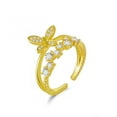 thumbnail image 1 of Womens Butterfly Ring Exquisite Alloy Ring with Micro-Encrusted Zircon Animal Zodiac Fairy Ring Fashion Jewelry Gift for Her Light Gold and White, 1 of 4