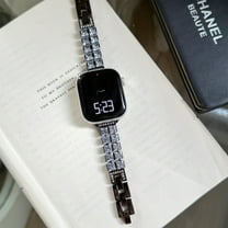 Zircon Copper Metal Watch Band Compatible with Apple Watch 38/40/41/42mm(S10), Jewelry Replacement Sparkly Diamond Thin Strap for iWatch Series 10/9/8/7/6/5/4/3/2/1/SE/Ultra, Black