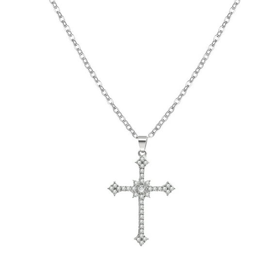 Zircon Cross-shape Temperament Necklace Trend Light Luxury Women Sweater Chain Female Hip-hop Non-fading Jewelry