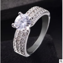 Zircon Diamond Ring Copper Plated Fashion Jewelry For Women Engagement Gift Dazzling Elegant Accessory Sparkle