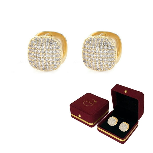 Zircon Geometric Stud Earrings - 14k Gold Plated with Zircon for Women ...