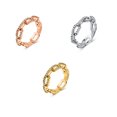 thumbnail image 1 of Zircon Inlaid Lock Chain Ring Gold Plated Copper Geometric, 1 of 8