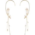 thumbnail image 1 of Zircon Leaf Tassel Ear Cuff Clip - Shiny Zircon Flower Tassel Ear Clip, Fashion Water Drop Metal Earrings, No Piercing Wrap Jewelry Earring for Women, 1 of 6
