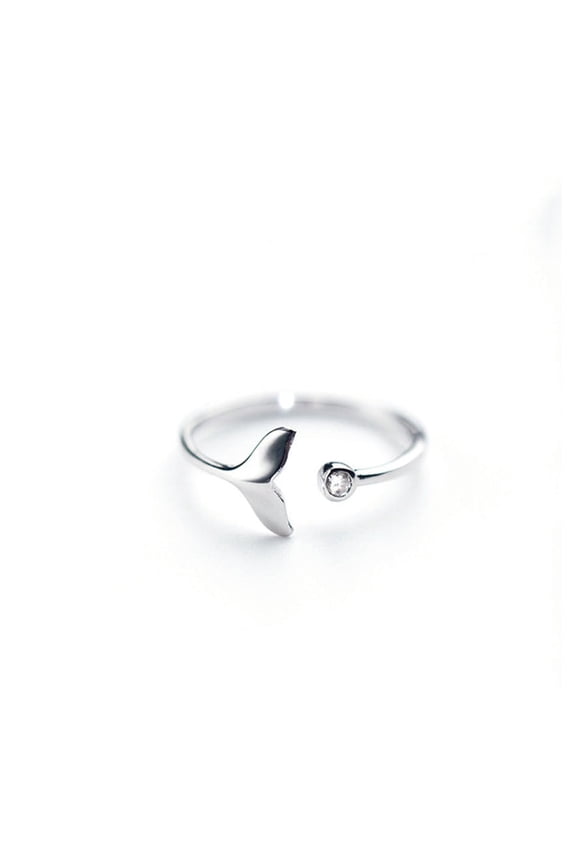 Zircon Mermaid Ring Silver Electroplated Adjustable Size For Women Jewelry Gift For Her Trendy Accessory Style