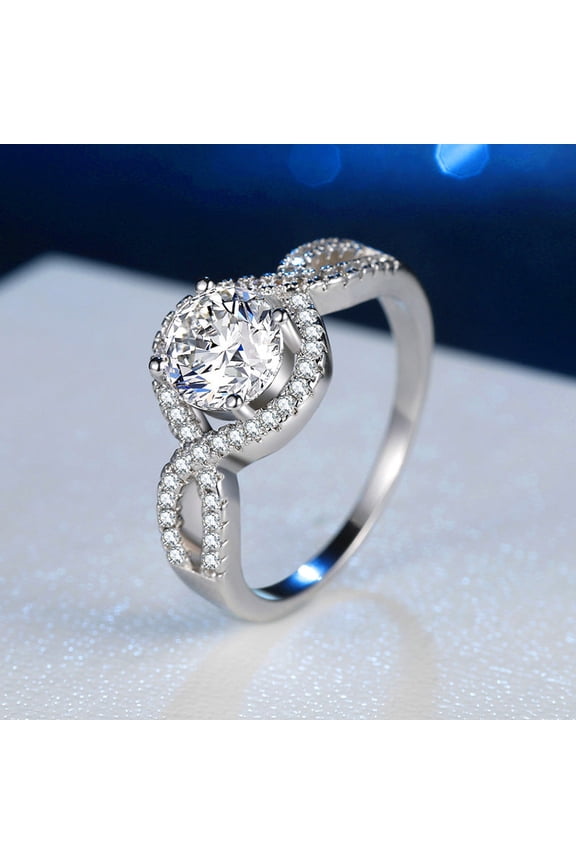 Zircon Moissanite Ring for Women Fashion Wedding Bride in White Copper Nepalese Style with Elegant Shine Today