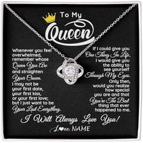 Zircon Necklace for Wife from Husband, To My Queen Necklace Gift, Love Knot Necklace, Anniversary Gift for Wife/Girlfriend, Birthday Gift for Wife with Message Card and Gift Box