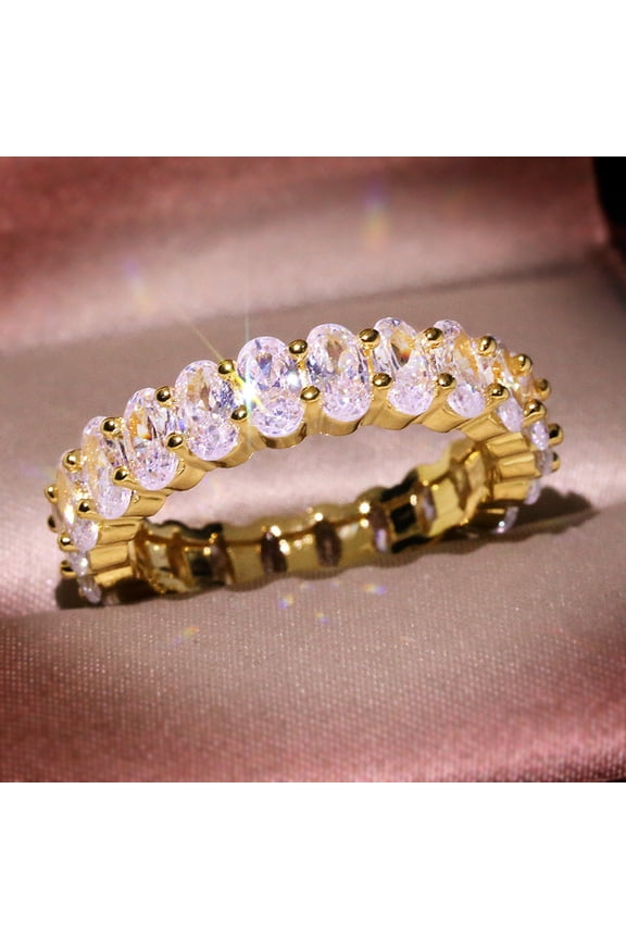 Zircon Oval Ring Geometric Design In Brass And White Steel Womens Wedding Ring Gift For Everyday Wear And More Style