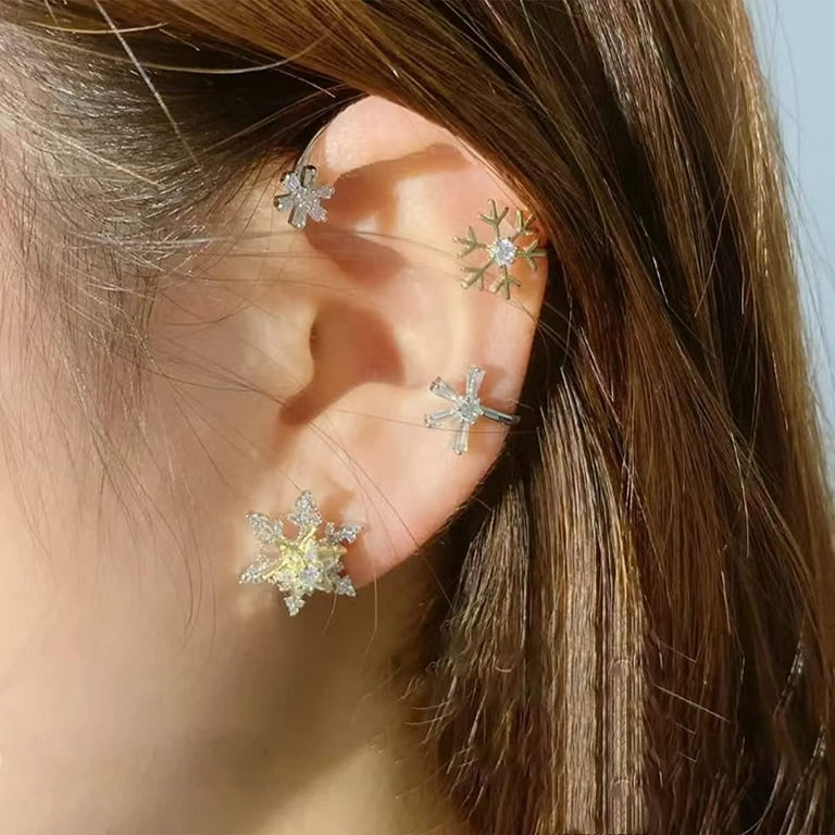 Flower Clip-on Ear Cuff Earring Pair Compression Pressure Keloid Clip-on  (Clear)