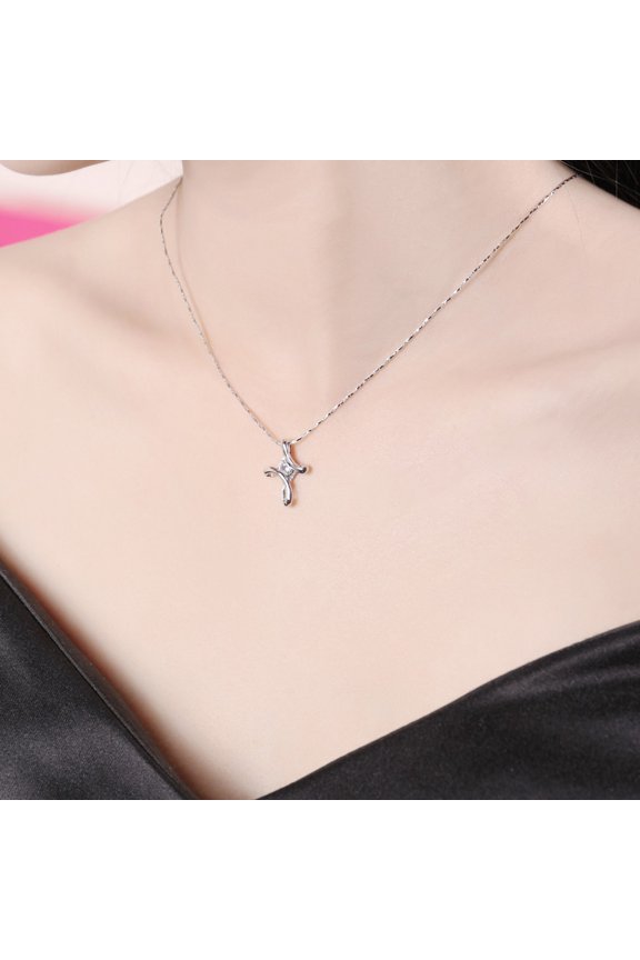 Zircon Pendant Necklace Collarbone Necklace Women Jewelry Gift for Girlfriend Wife Daily Wear Work Date Parties
