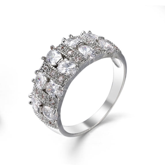 Zircon Ring For Women Copper Jewelry Sparkling Promise Engagement Gift Dainty Fashion Accessory For Daily Wear