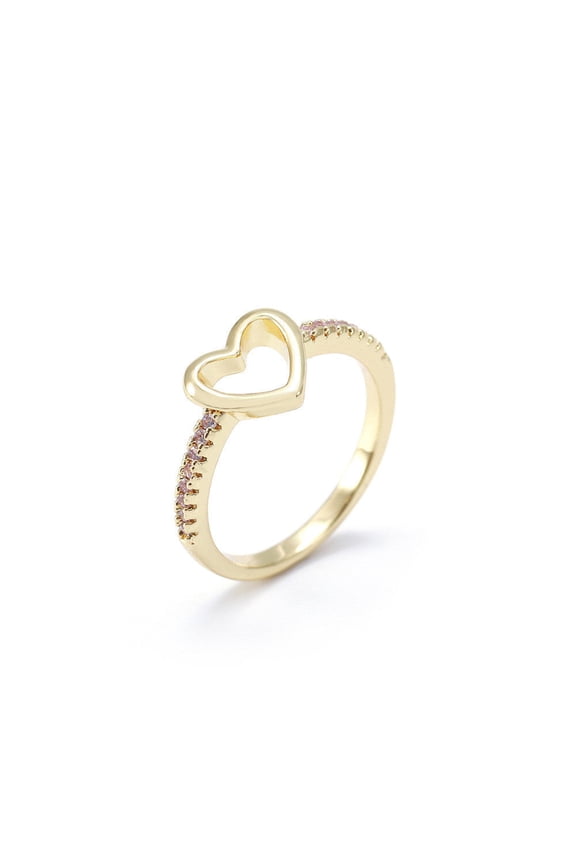 Heart Shaped Ring for Women Copper Electroplated Gold Ring plus Platinum Finish Ring European American Jewelry Gift