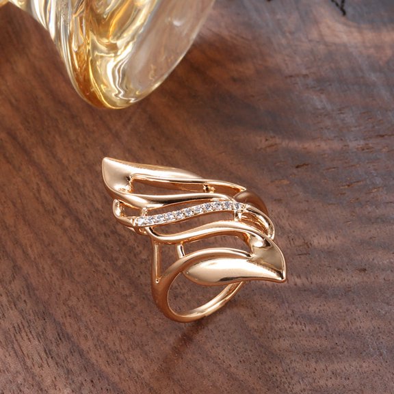 Zircon Rose Gold Hollow Flame Ring For Women Elegant Fashion Jewelry Accessory Sparkling Everyday Wear Statement