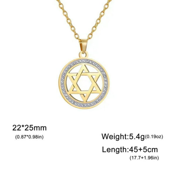 Zircon Star of David Choker Necklace for Women Stainless Steel Hexagram Jewelry
