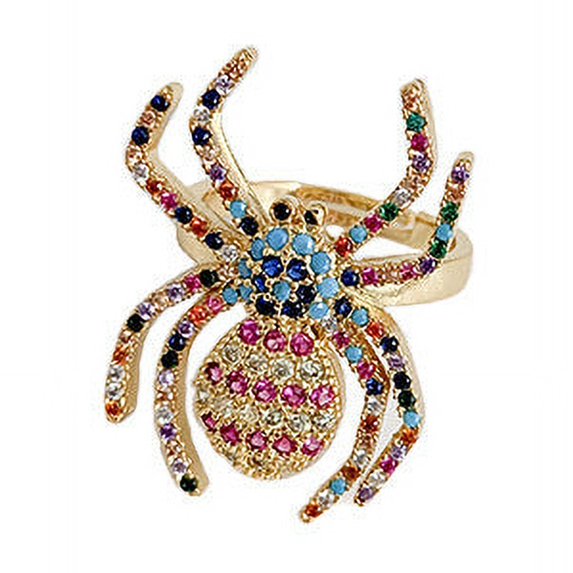Copper Cartoon Spider Ring With Inlaid Zircon Stone Travel Souvenir Ring Index Finger Animal Jewelry Ring Ring