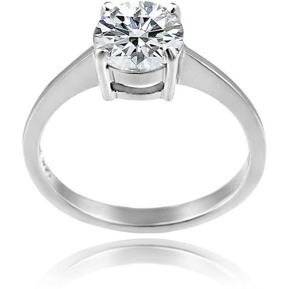 Zirconia Ice Swarovski Zirconia Sterling Silver Round Solitaire Stone Ring