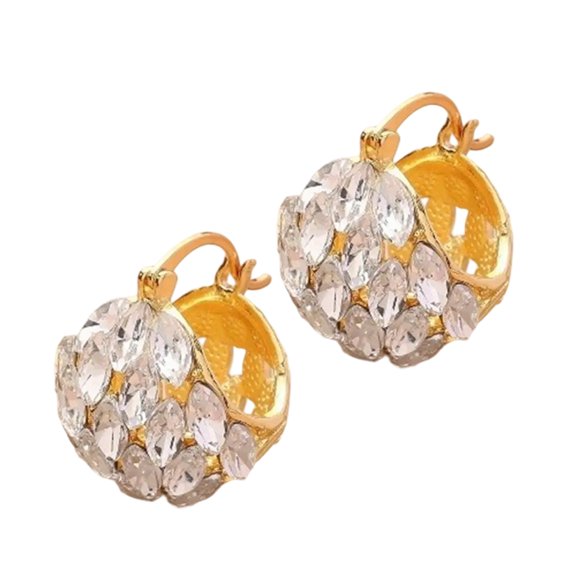 Zirconia Inlaid Basket Statement Earrings for Women Fashion Jewelry Accessories