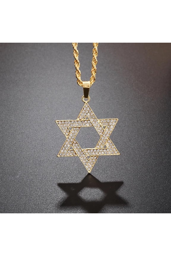 Zirconia Star Of David Hexagram Pendant Necklace For Men Personalized Pendant Israeli Jewish Jewelry Gift