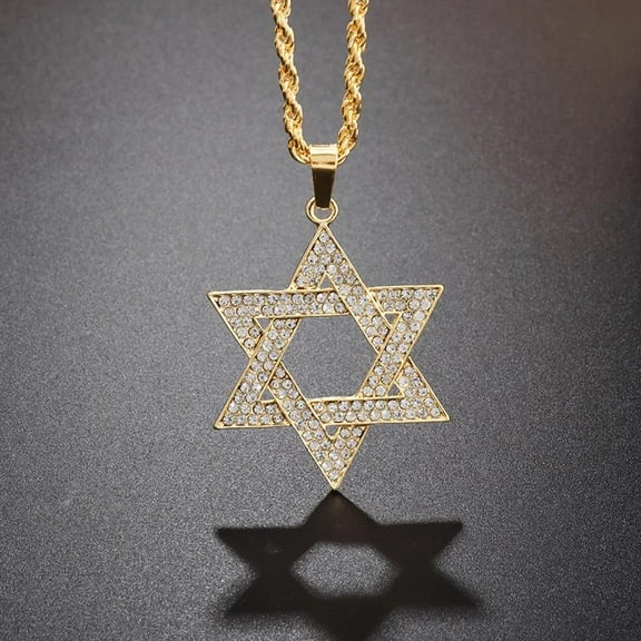 Zirconia Star Of David Hexagram Pendant Necklace For Men Personalized Pendant Israeli Jewish Jewelry Gift
