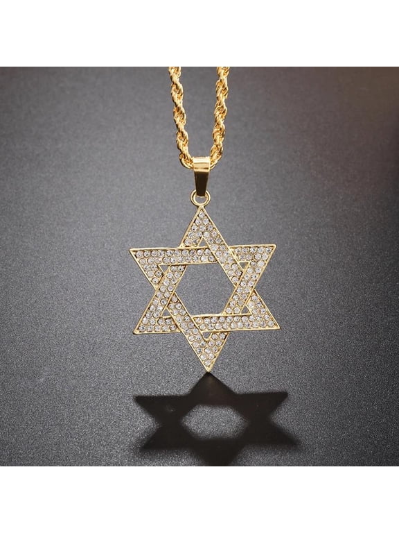 Zirconia Star Of David Hexagram Pendant Necklace For Men Personalized Pendant Israeli Jewish Jewelry Gift