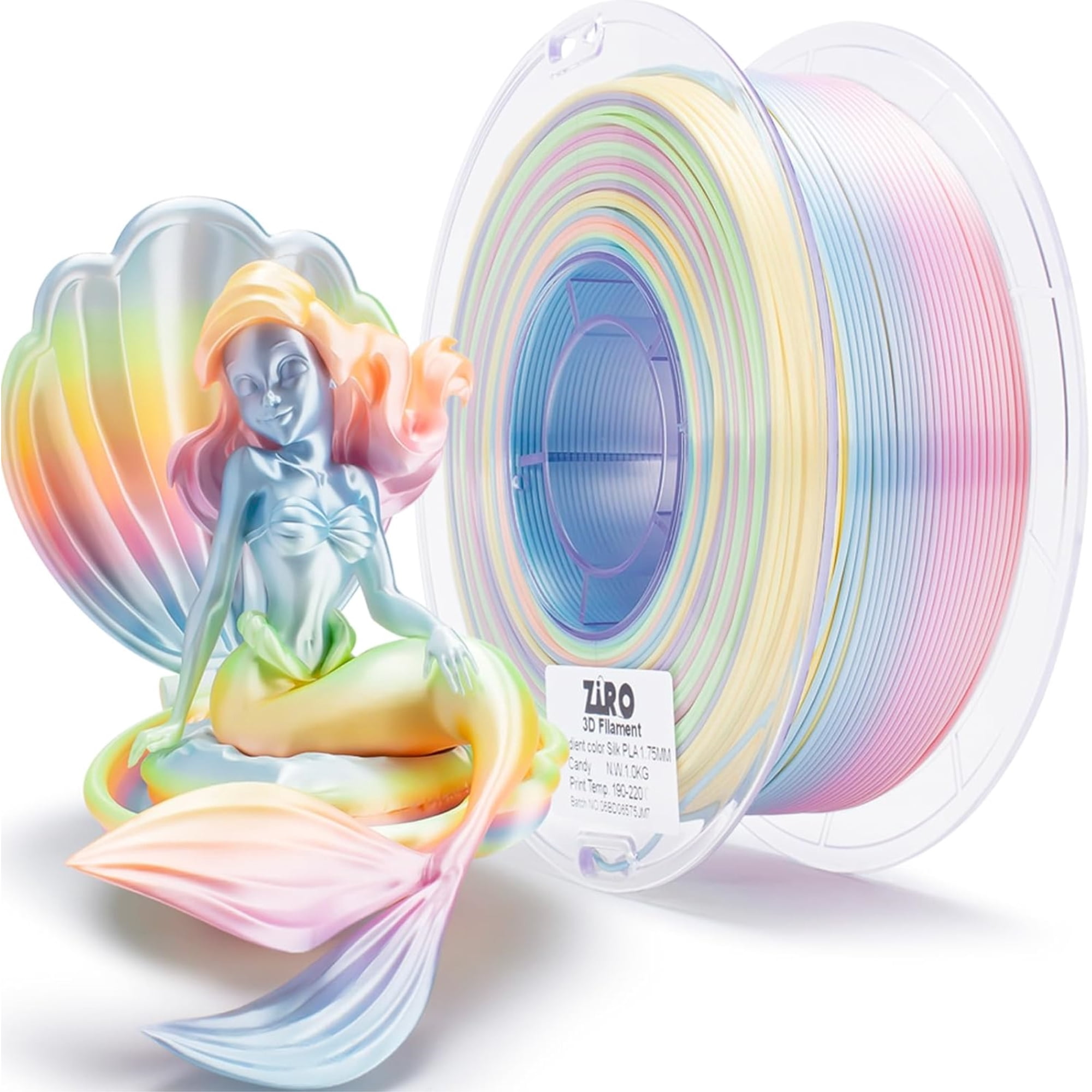 Ziro 3D Gradient Silk PLA Filament 1.75mm 1kg, Candy