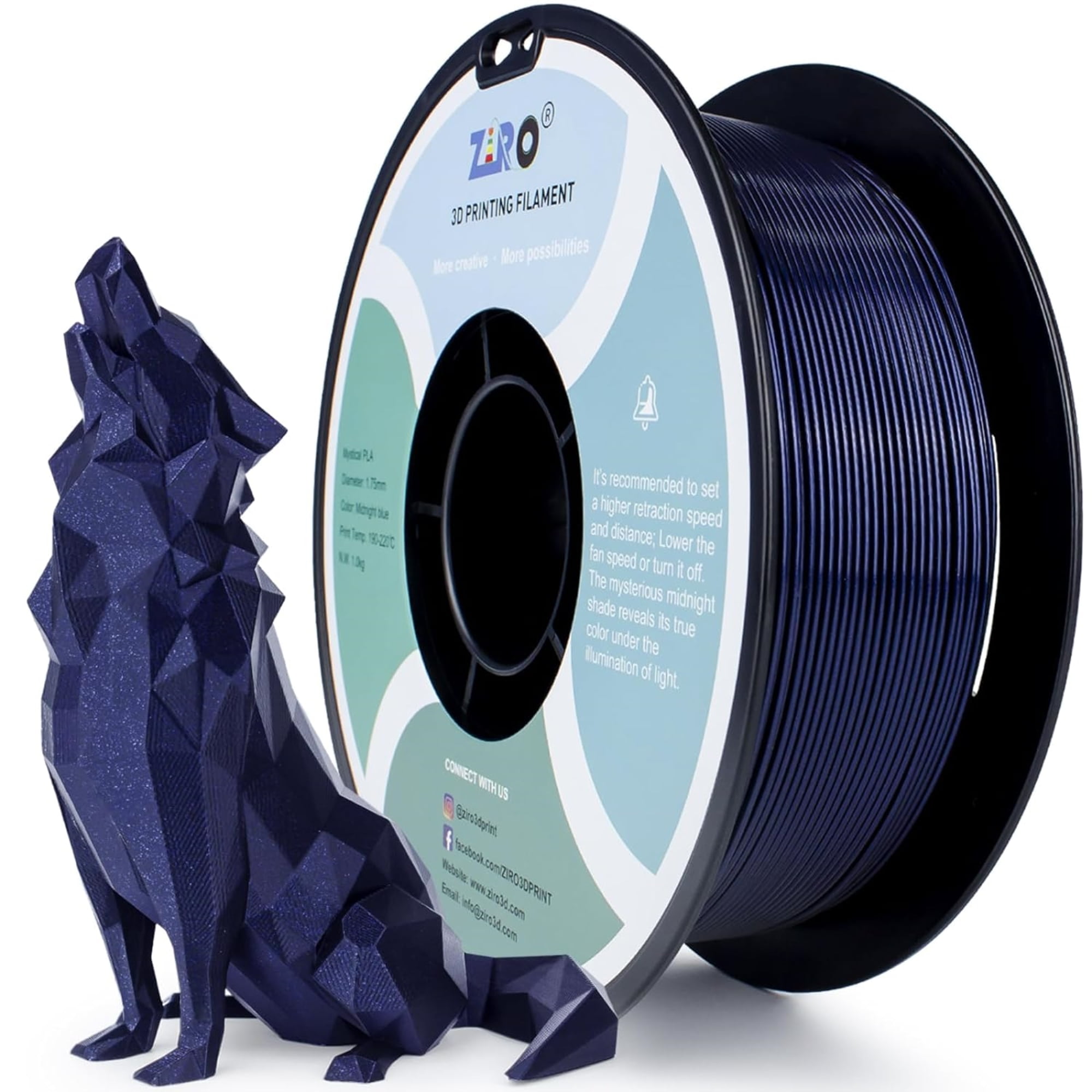 Ziro 3D Mystic PLA Filament 1.75mm 1kg, Midnight Blue