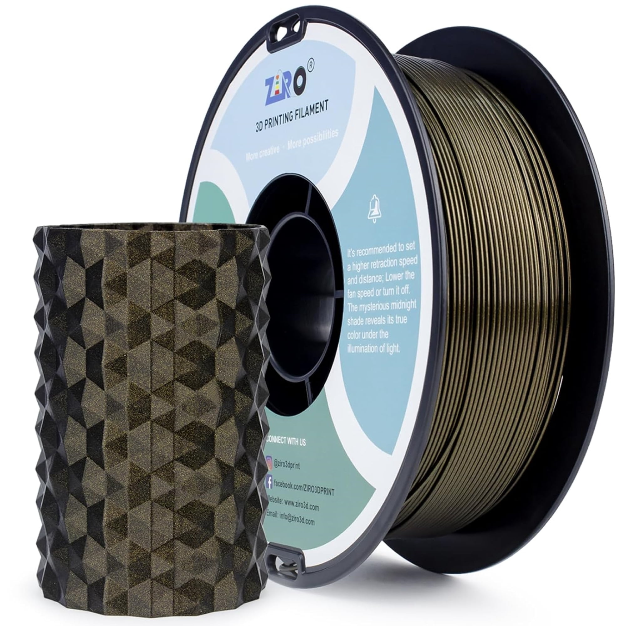 Ziro 3D Mystic PLA Filament 1.75mm 1kg, Midnight Gold