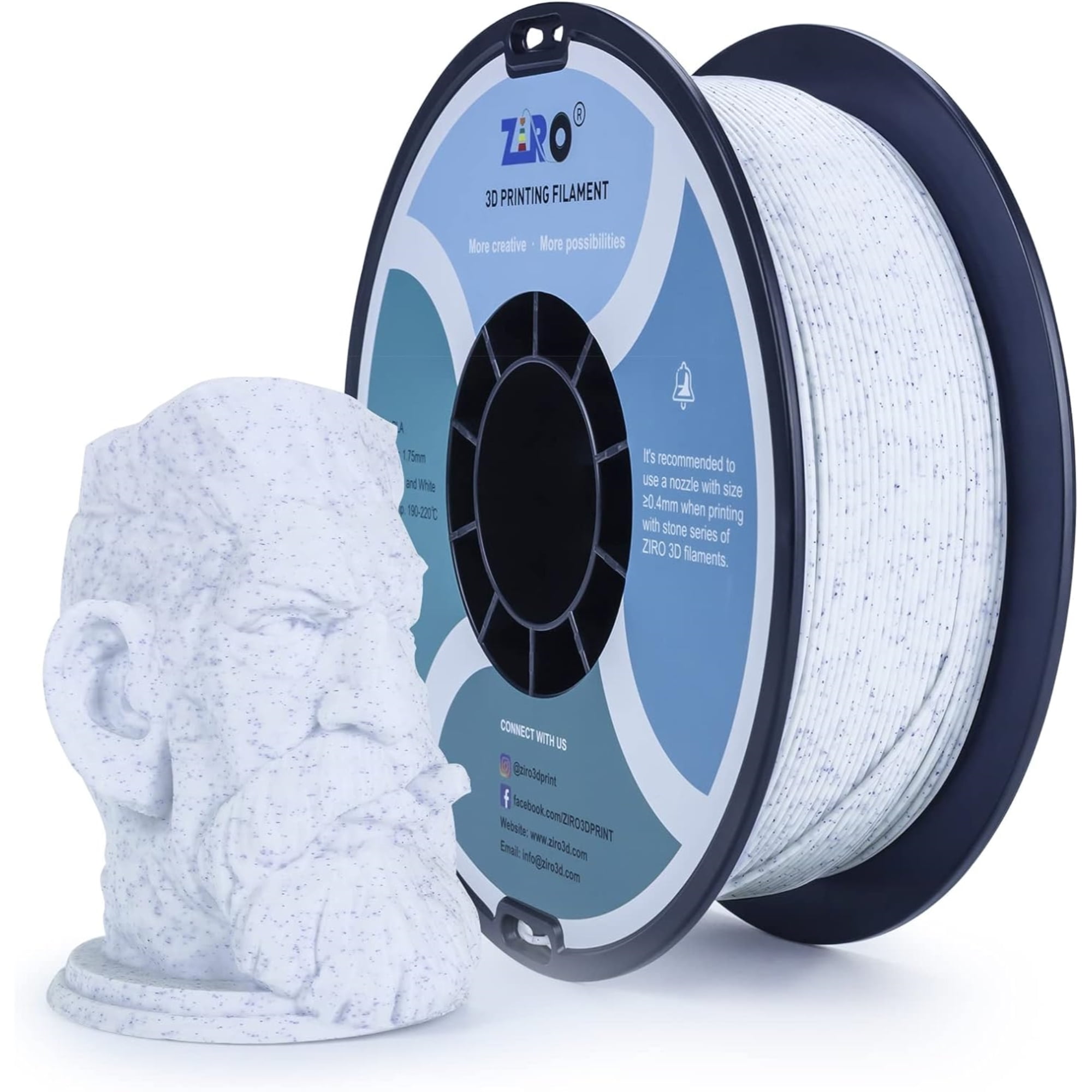 Ziro 3D Stone series PLA Filament 1.75mm 1kg, Blue & White - Walmart.com