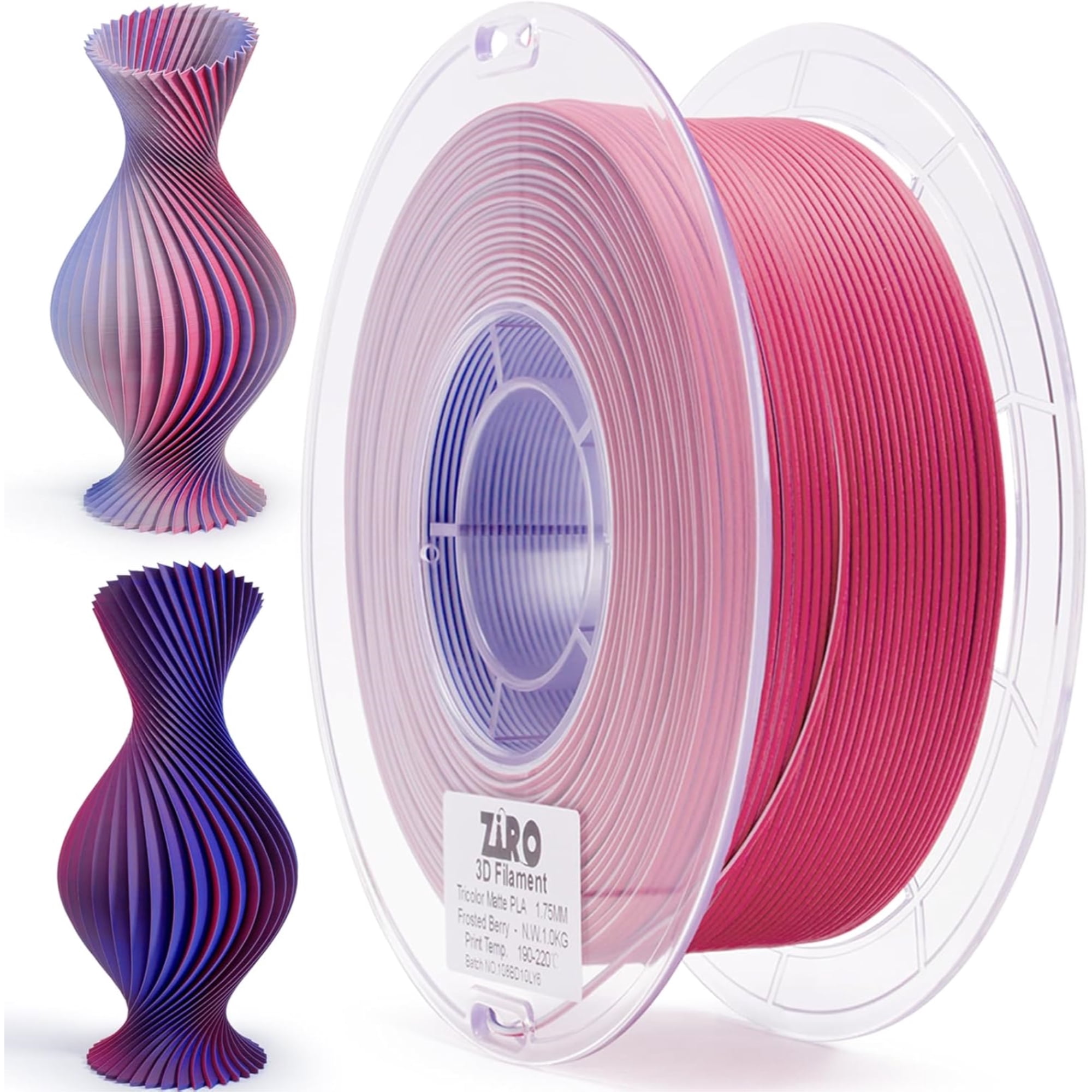 Ziro 3D Tri-color Matte PLA 1.75mm 1kg, Frosted Berry