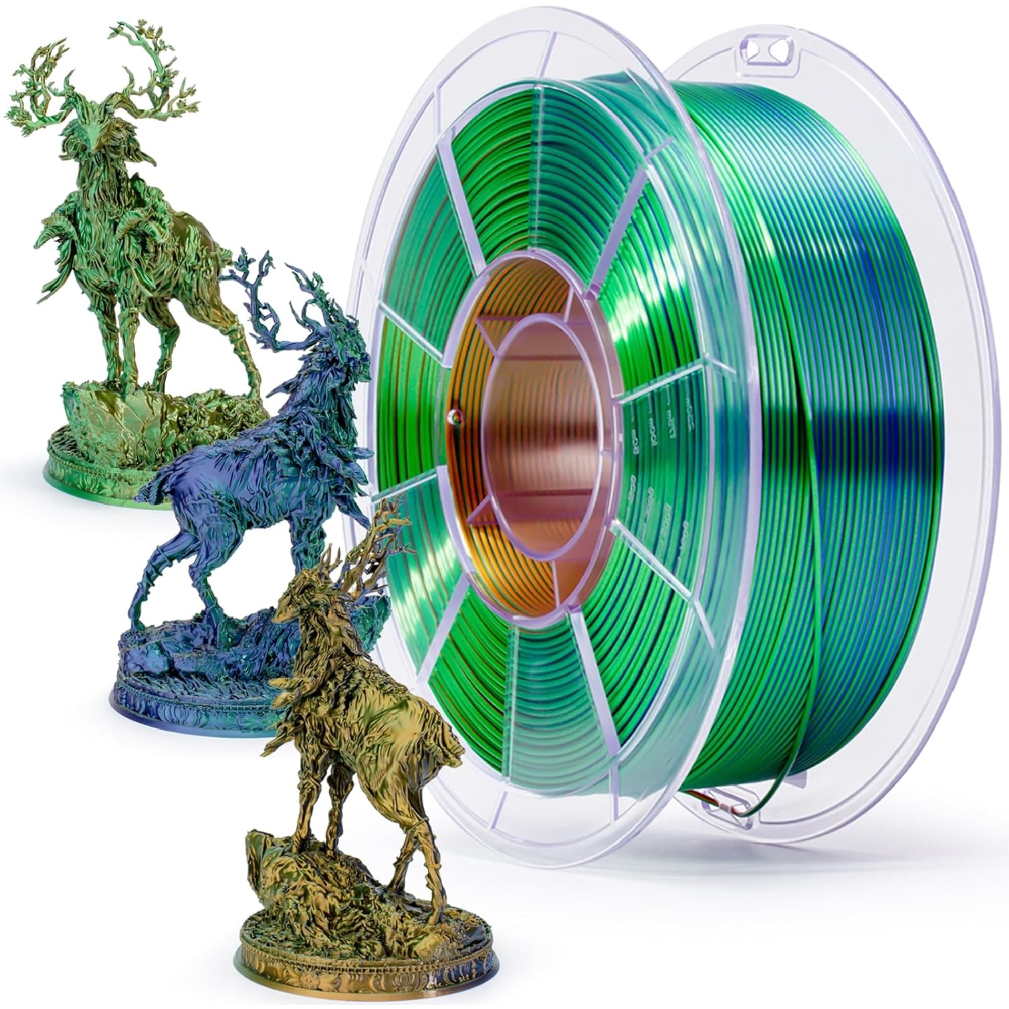 Ziro 3D Tri-color Silk PLA 1.75mm  1kg, Golden Oasis