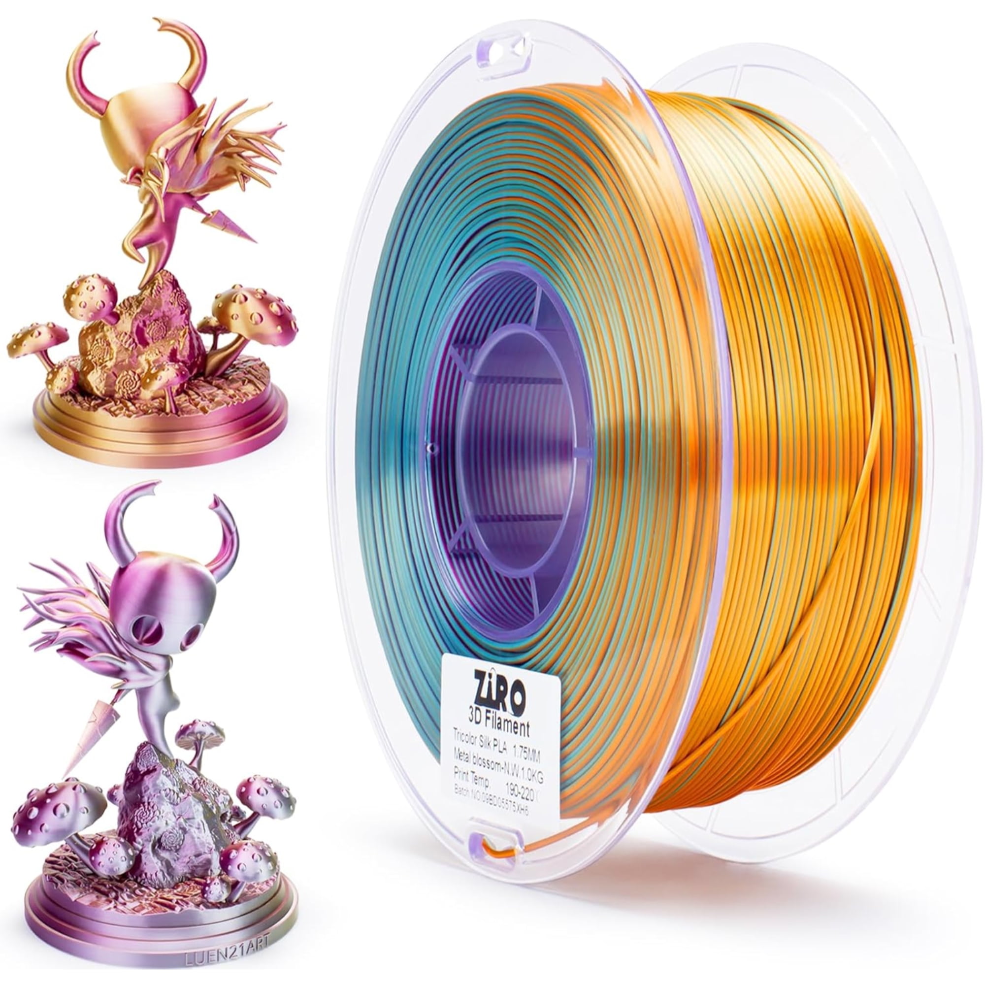 Ziro 3D Tri-color Silk PLA 1.75mm  1kg, Metal Blossom