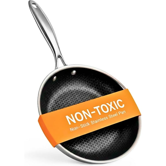 Non-Toxic Frying Pan, Non Stick 9.5" Fully Clad for Fast & Even Heat, PFOA-Free, Premium 304 SS Handle, Induction Compatible, Oven Safe