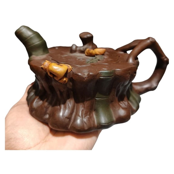 Zisha Bonsai Pot Purple Water Kettle Filter D Monkey Peach Ornament Bionic Tree Stump Bamboo Spout Branch Handle Bark Texture