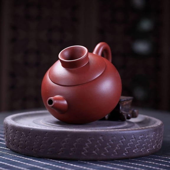 Zisha Clay Teapot Red Brown Xishi Style for Loose Leaf Tea with Ball Filter