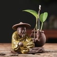 thumbnail image 1 of Zisha Fishing Old Man Tea Pet Vase Table Ornament Hydroponic Planter Chinese Style Teaware Decor for Home Office Display, 1 of 6