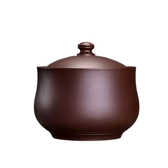 Zisha Loose Leaf Tea Storage Canister Pot, Keep Bulk Tea Tidy and Fresh, Handmade Household Large Sealed Storage Tanks Brown Porcelain Tea Canister Tea Caddy