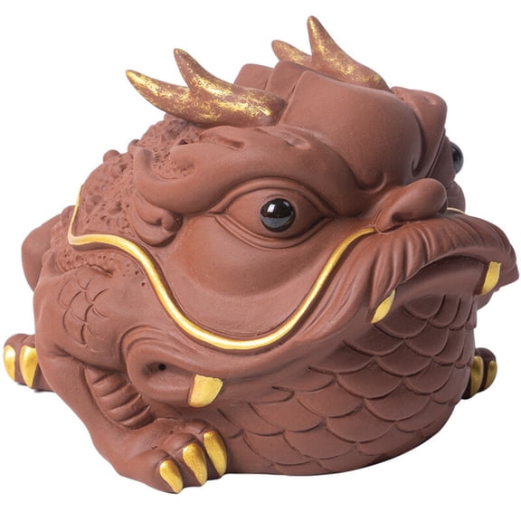 Zisha Three Legged Toad Tea Pet Figurine Feng Shui Wealth Ornament Tiger Dragon Design Kung Fu Tea Table Home Office Decor