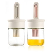 Zisqerts Glass Oil Dispenser With Brush, Leakproof Cap, 2 Pack