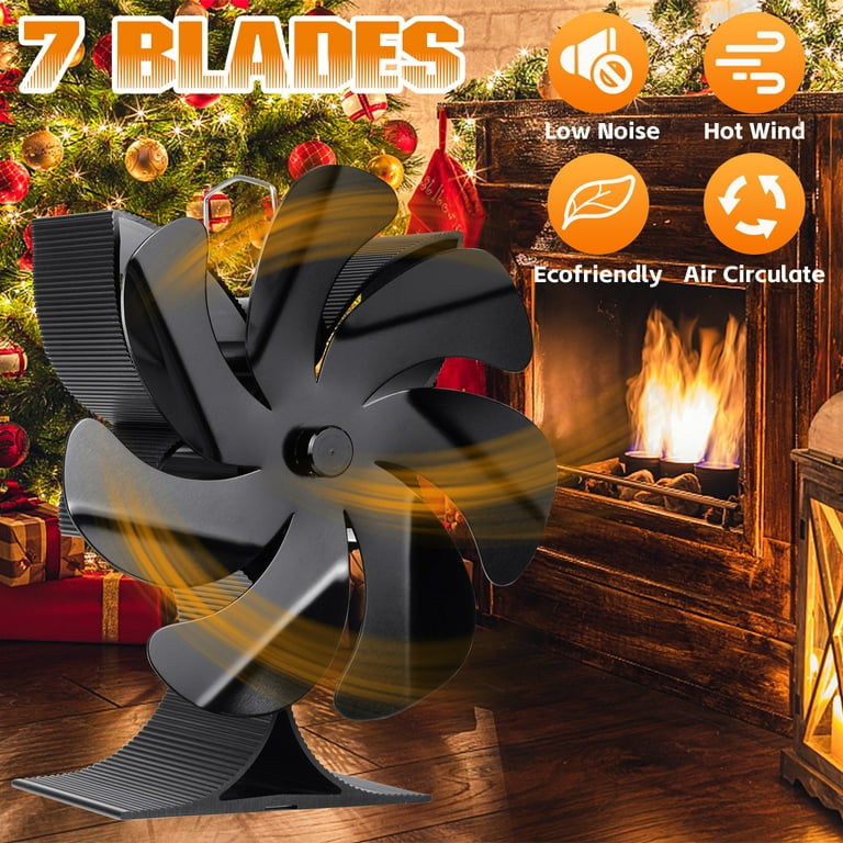 Ziss 7 Blade Heat Powered Wood Stove Fan, Upgrade Powered Auto-Sensing Fireplace Fan Non-Electric Eco Friendly Quiet Warm Air Stove Fan for Wood/Log
