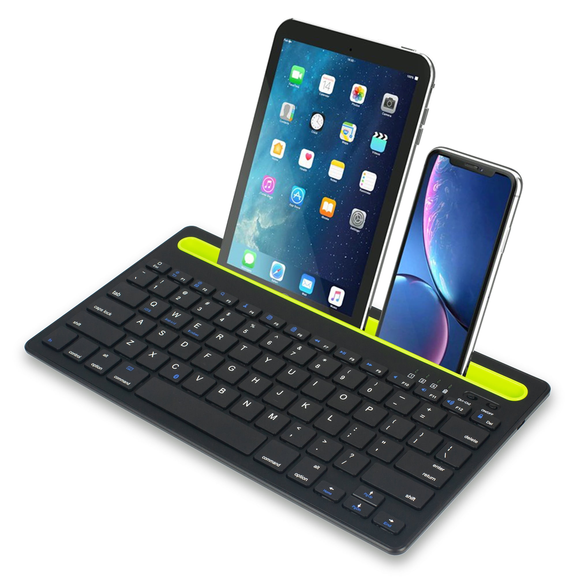 Ziss Rechargeable Wireless Bluetooth Keyboard with Stand Slot, Two Channels  Universal Keyboard for iPad iPhone Samsung IOS Android Tablets & Phones