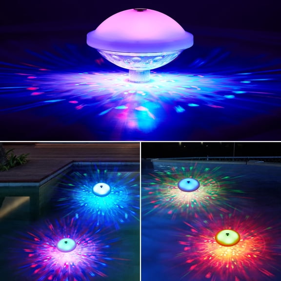 Zisupridco 1 Pack Floating Pool Lights, Rechargeable Pool Lights That Float with 8 Lighting Effects RGB Color Changing Swimming Pool Lights Waterproof LED Disco Pool Lights for Pond Hot tub Fountain